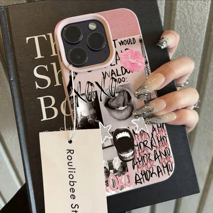 Stylish Lip Print Eiffel Tower Pattern Phone Case