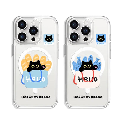 Cute Black Kitten Kawaii For Magsafe Wireless Phone Case