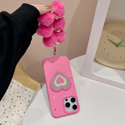 Rose Plush Love Heart TPU Phone Case