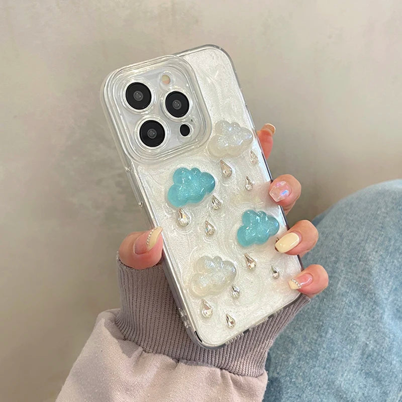 3D Clouds Raindrops Phone Case