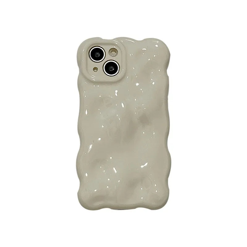 Ins Fashion White 3D Wave Texture Phone Case