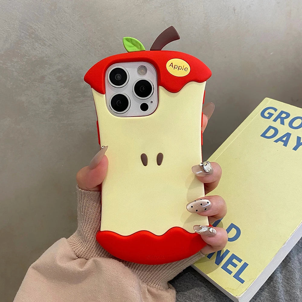 Funny Red Apple Core Cute Silicone Phone Case