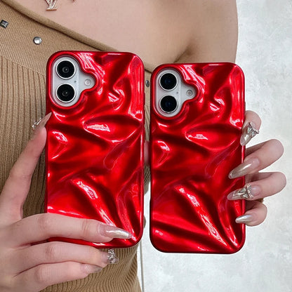 Red Glossy Irregular Wrinkle Phone Case