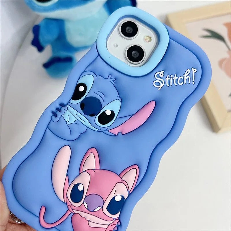 So Cute Stitch Cartoon Silicon Wave Side Soft Phone Case