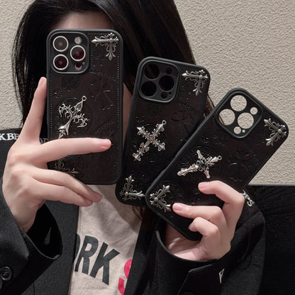 Luxurious Three-dimensional Cross Kroxin PU Leather Printed Grand Phone Case