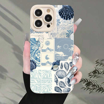 Ocean Creative Coastal Seashell Seaweed Pattern Phone Case