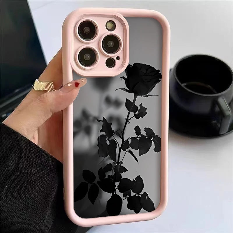 Minimalist Black Rose Pattern Phone Case