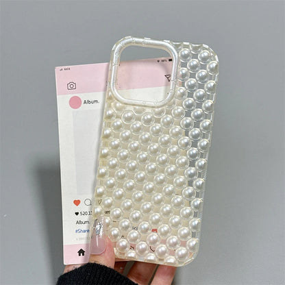 Fashion Macaron Color Hollow-out 3D Pearl Beads Phone Case