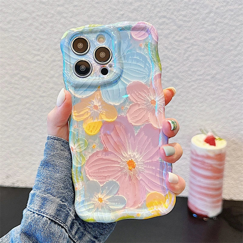Flowers Glitter Laser iPhone Case