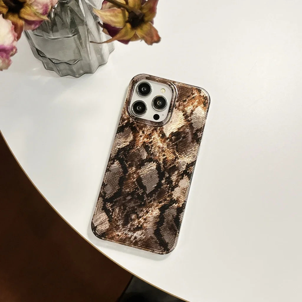 Personality Glossy Snake Skin Pattern Shockproof Protective Phone Cover Case