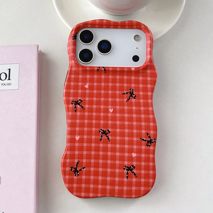 2 IN 1 Red Grid Pattern Lattice Phone Case