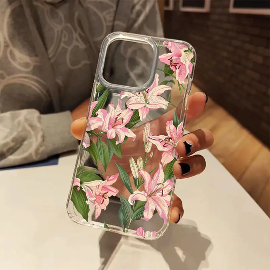 Pink Flowers Aesthetic Transparent Phone Case