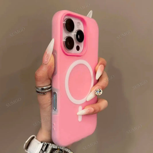 Fashion 2 IN 1 Matte Magnetic Candy Color Phone Case New