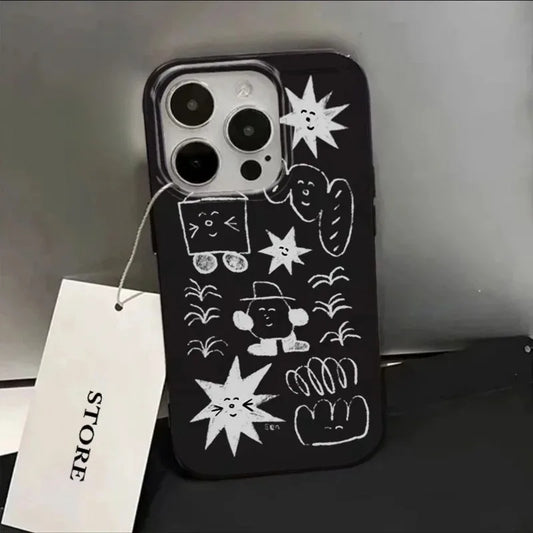 Korean Ins Cartoon Graffiti Stars Smile Cute Phone Case