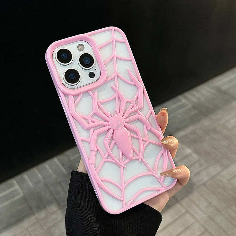 Pink Cool 3D Spider Hollow Dissipate Heat Phone Case