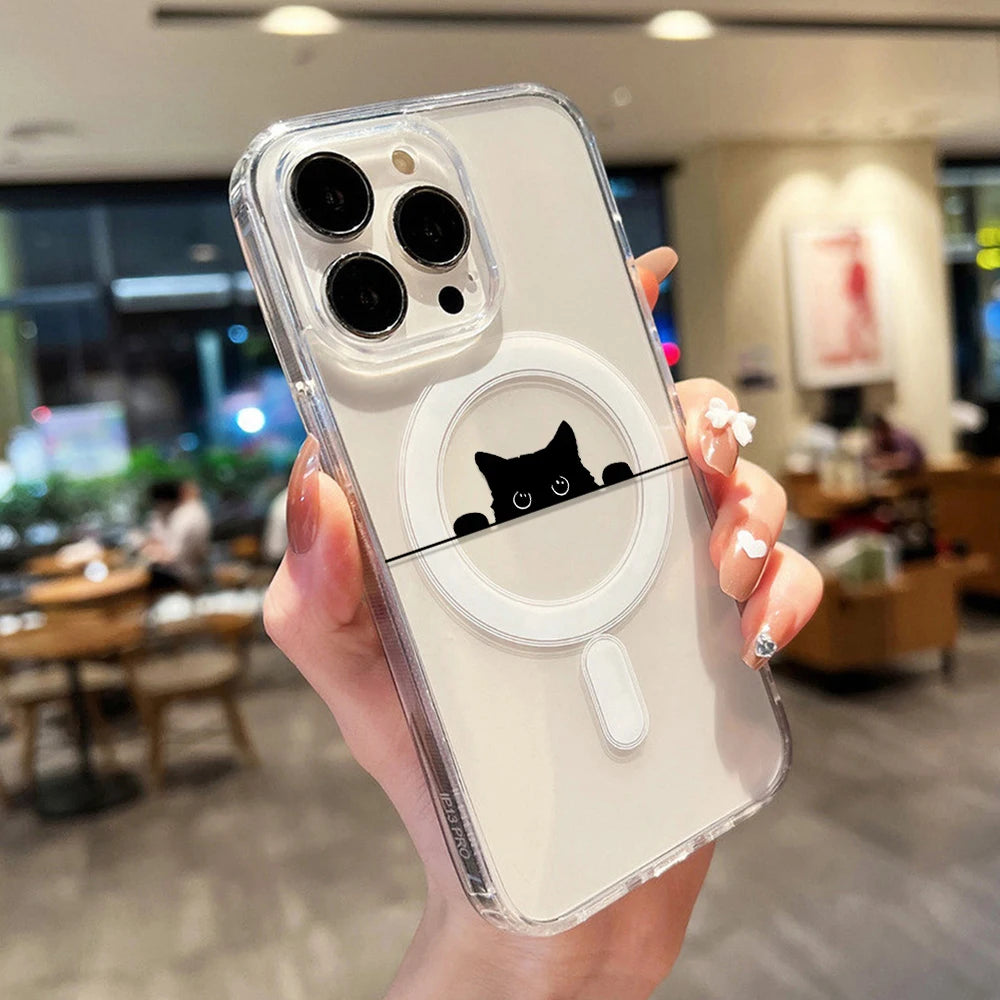 Cute Cat For Magsafe Wireless Charger Phone Case