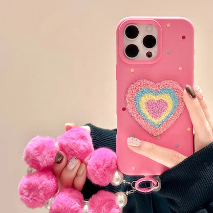 Rose Plush Love Heart TPU Phone Case
