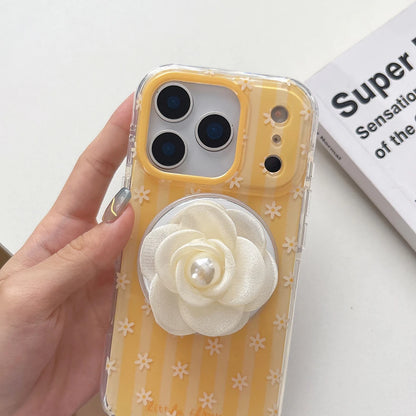 Lovely Flower Stripes Pattern Magnetic Grip Tok Phone Case