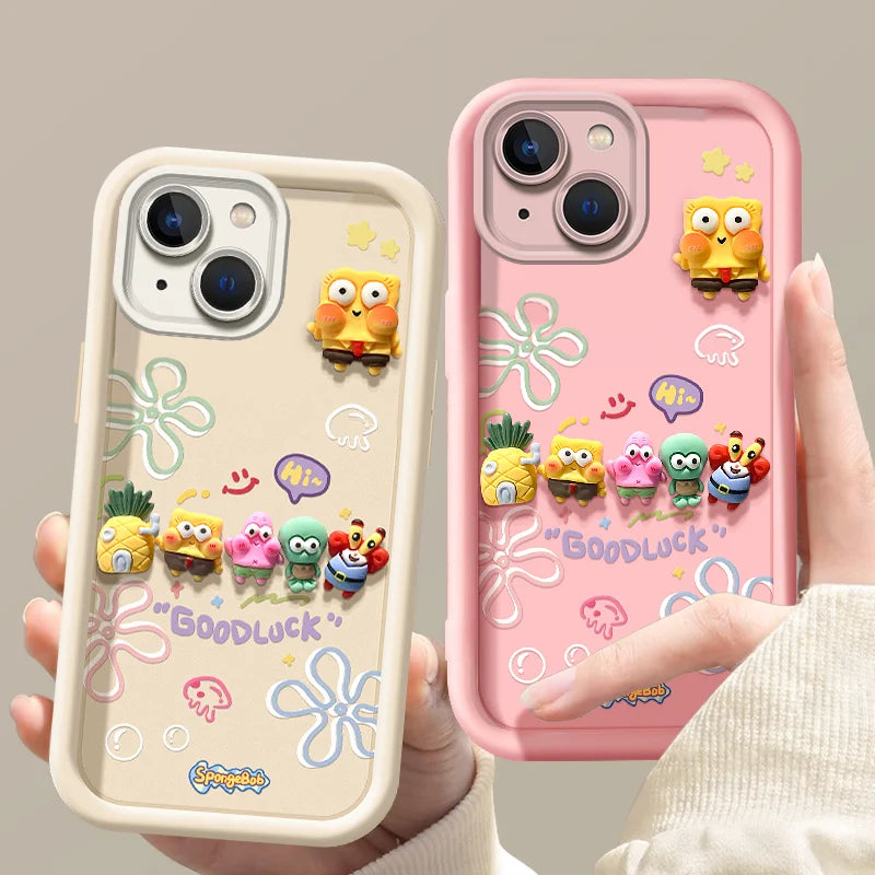 Cute SpongeBob Family Toy Cartoon Multistep Soft Phone Case