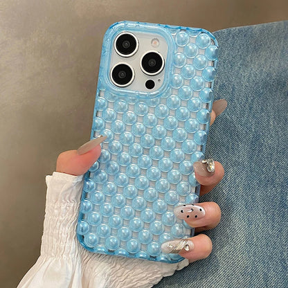 Fashion Macaron Color Hollow-out 3D Pearl Beads Phone Case