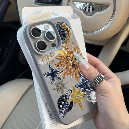 Mosaic Print Of Spaceships Stars Lichee Pattern Phone Case