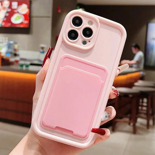 Luxury Silicone Wallet Phone Case Card Holder Slot