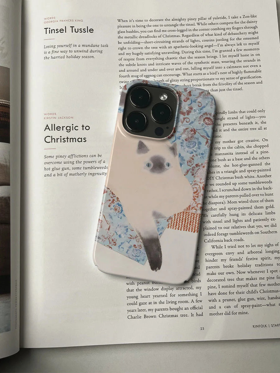 Vintage Siamese Cat Artistic Phone Case for iPhone