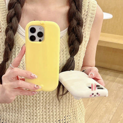 Funny 3D Cartoon Sleep Rabbit Soft Silicone Phone Case