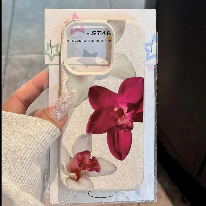 Elegant Red Orchid Flower Design Phone Case