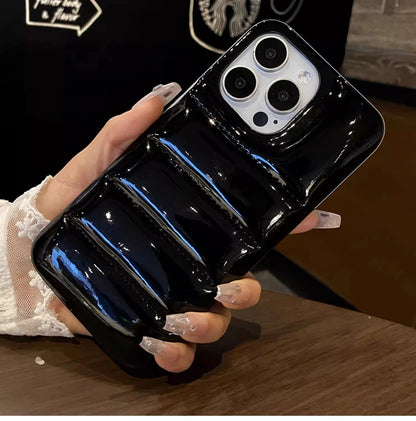 Luxury Glossy Laser Skin Down Jacket Aurora Phone Case