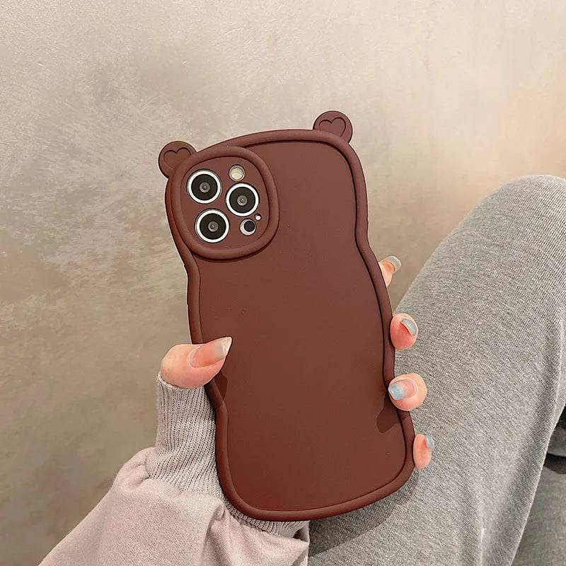 Fashion Cute Bear Ears Wave Side Phone Case