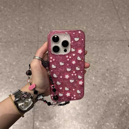 Full Screen Shining Hello Kitty Bow Strap Phone Case