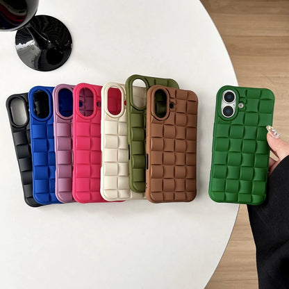 Personality Solid Color Matte Stereoscopic Weaving Pattern Shock Proof Phone Case