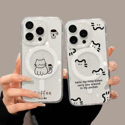Cute Cat For Magsafe Wireless Charger Phone Case