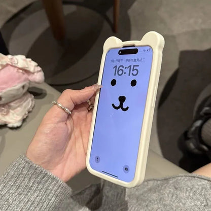 Kawaii Self Mocking Bear Concise Cartoon Soft Silicon Shockproof Phone Case