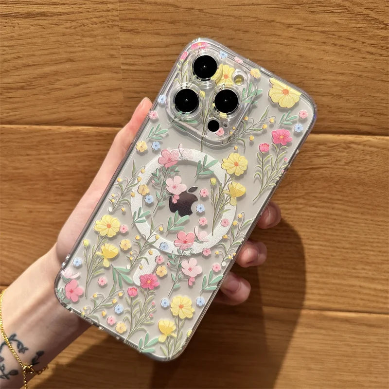 Floral Magsafe Clear Case for iPhone