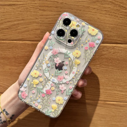 Floral Magsafe Clear Case for iPhone