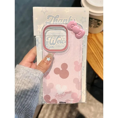 Mickey Minnie Mouse Head Pink Bow Cartoon Phone Case
