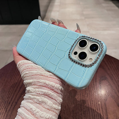 Luxury Crocodile Pattern Leather Diamond Phone Case
