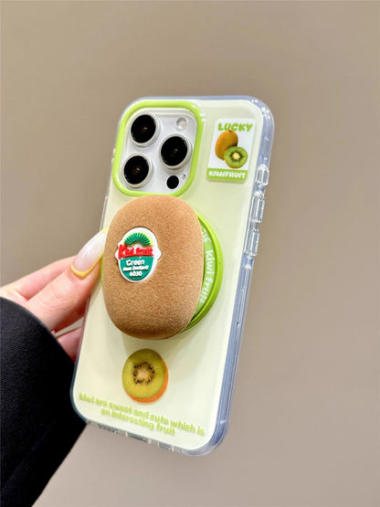 3D Cute kiwi Clear Magnetic Grip Tok Stand Holder Phone Case