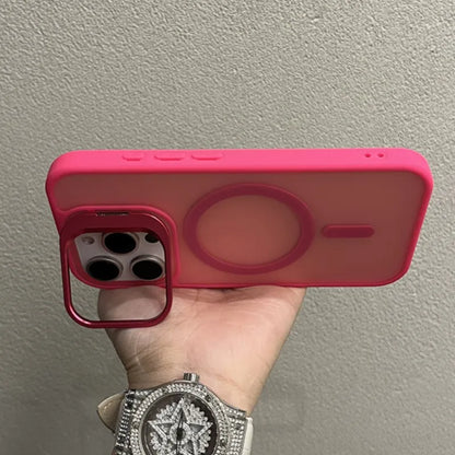 Luxury Metal Camera Stand Holder Matte Clear Phone Case