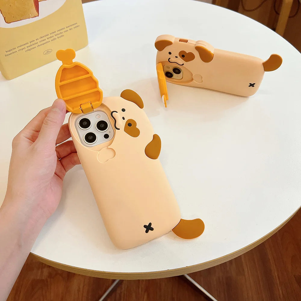 Funny Dog Eat Chicken Leg Soft Silicone Phone Case