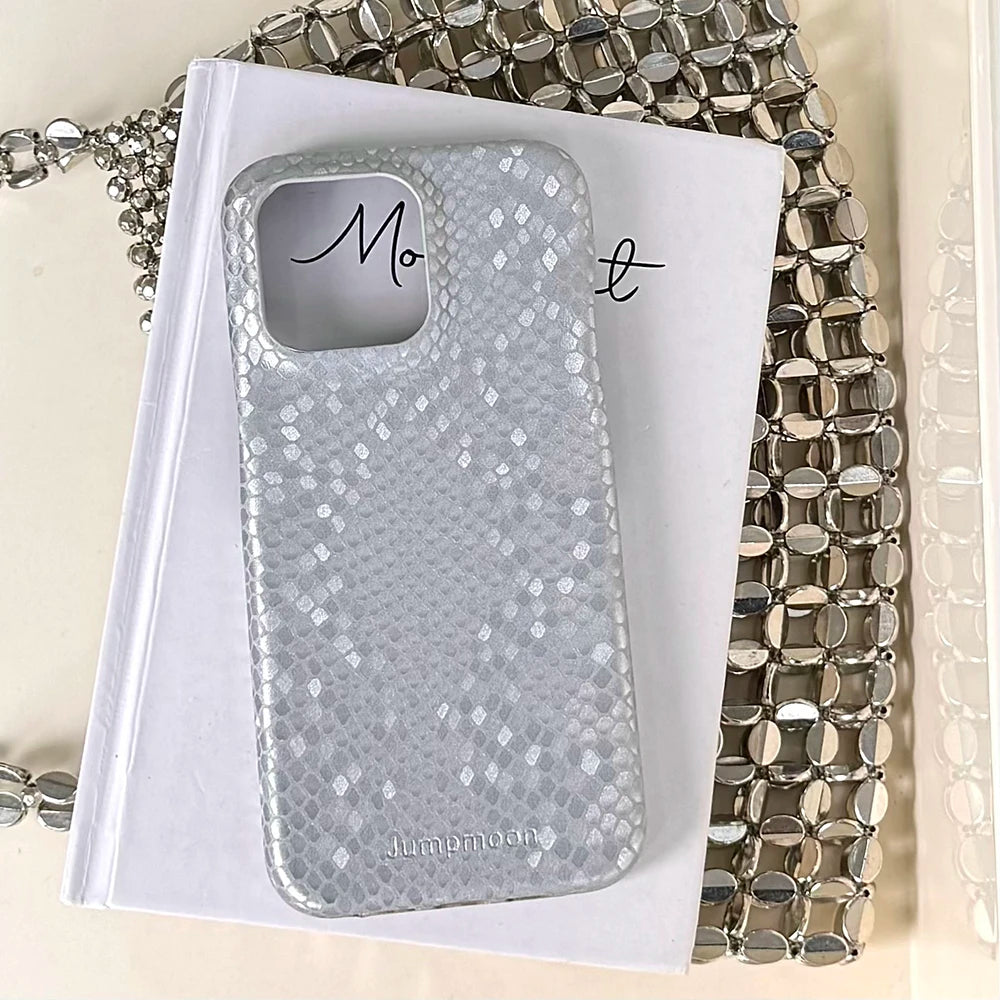 Luxury Chic Snake Skin Texture PU Leather Silicone Soft Phone Case