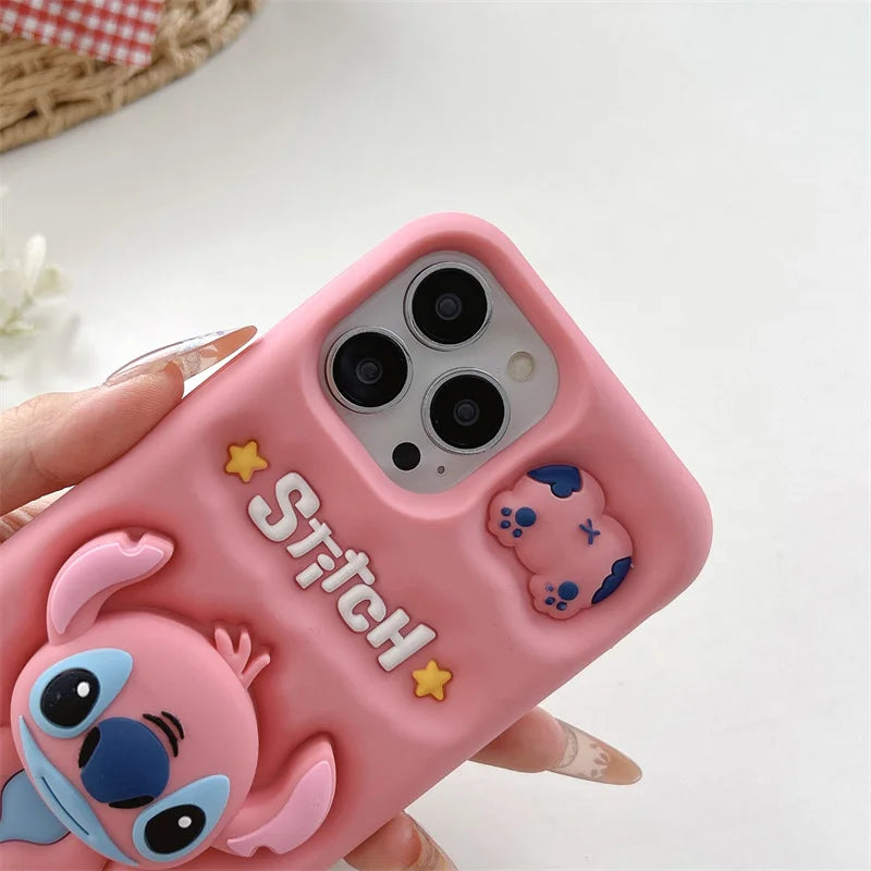 Cartoon Stitch Phone Case with Pop Holder for iPhone