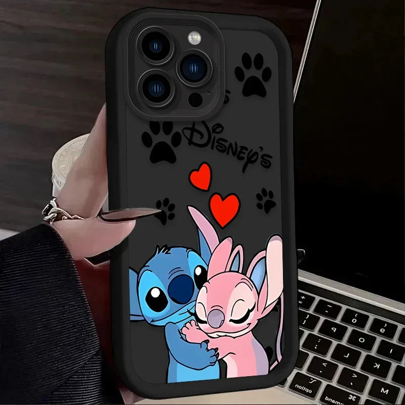 Disney Stitch Angel Silicone Phone Case for iPhone