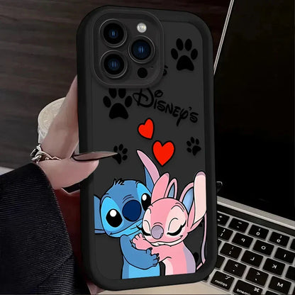 Disney Stitch Angel Silicone Phone Case for iPhone