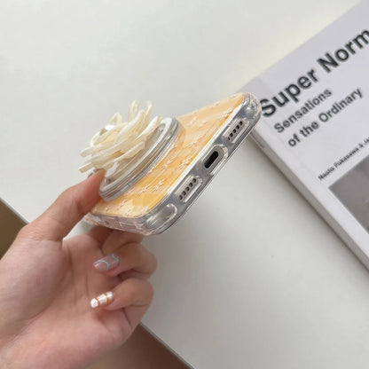 Lovely Flower Stripes Pattern Magnetic Grip Tok Phone Case