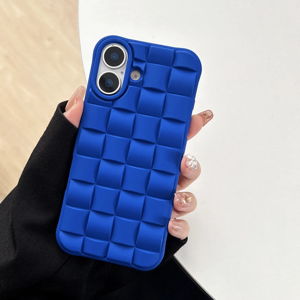Personality Solid Color Matte Stereoscopic Weaving Pattern Shock Proof Phone Case