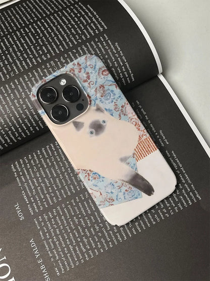 Vintage Siamese Cat Artistic Phone Case for iPhone