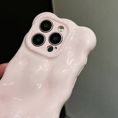 Glossy Light Pink 3D Bubble Texture Shockproof Phone Case